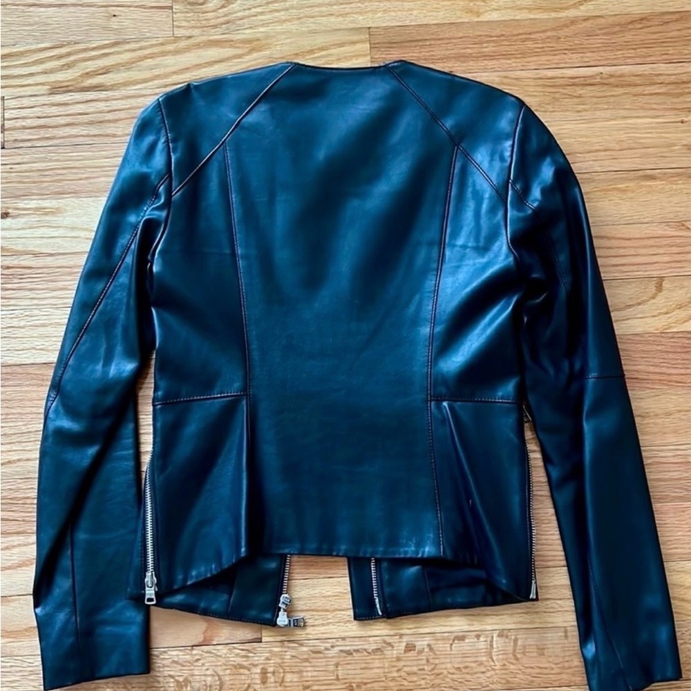 A/X Armani Exchange Black faux leather zipper moto jacket Womens size Xs - Picture 5 of 10